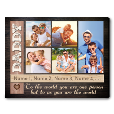 Fathers Day Gifts Custom Dad Photo Collage Canvas Wall Art