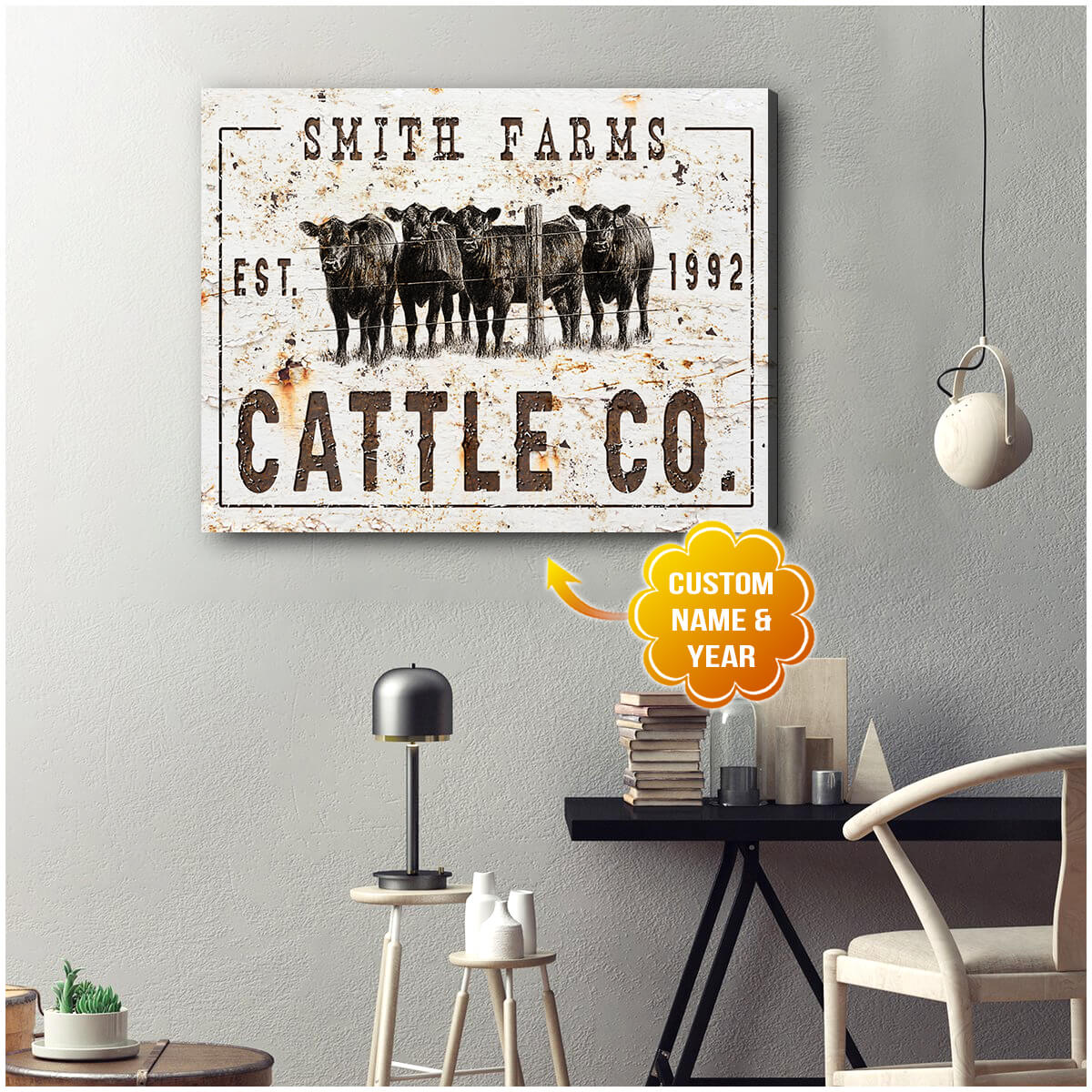 TAILORED CANVAS CATTLE RANCH SIGN WALL offers ART DECOR