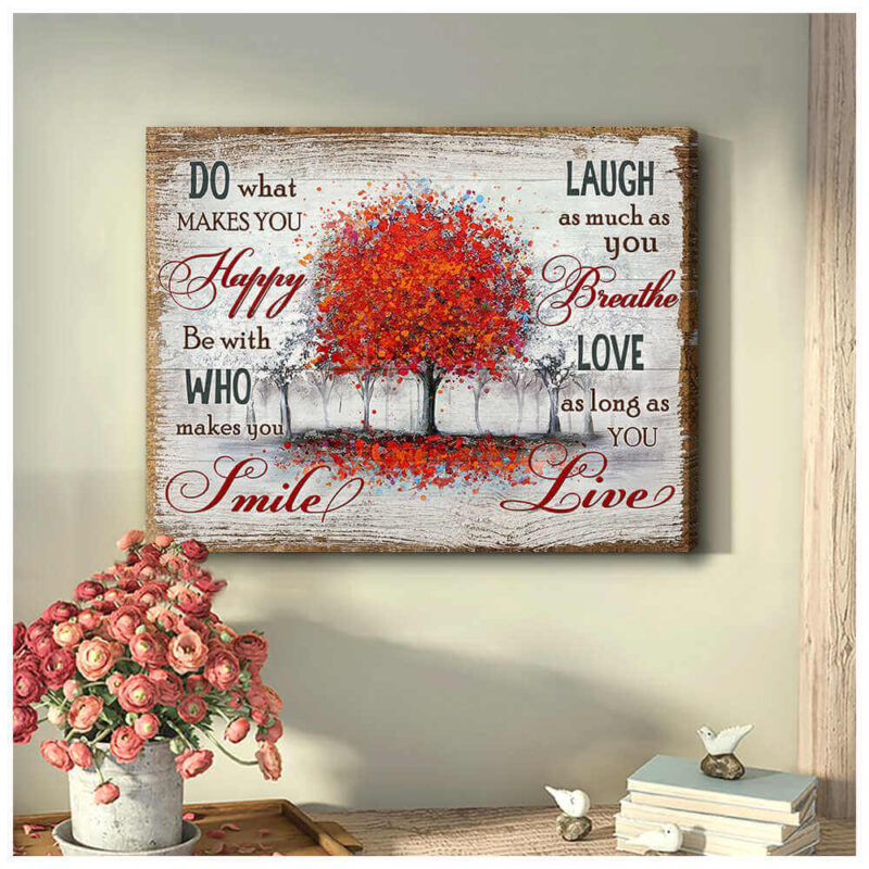 Great Red Beautiful Tree Art Gift For Women Canvas Print Art Illustration 1