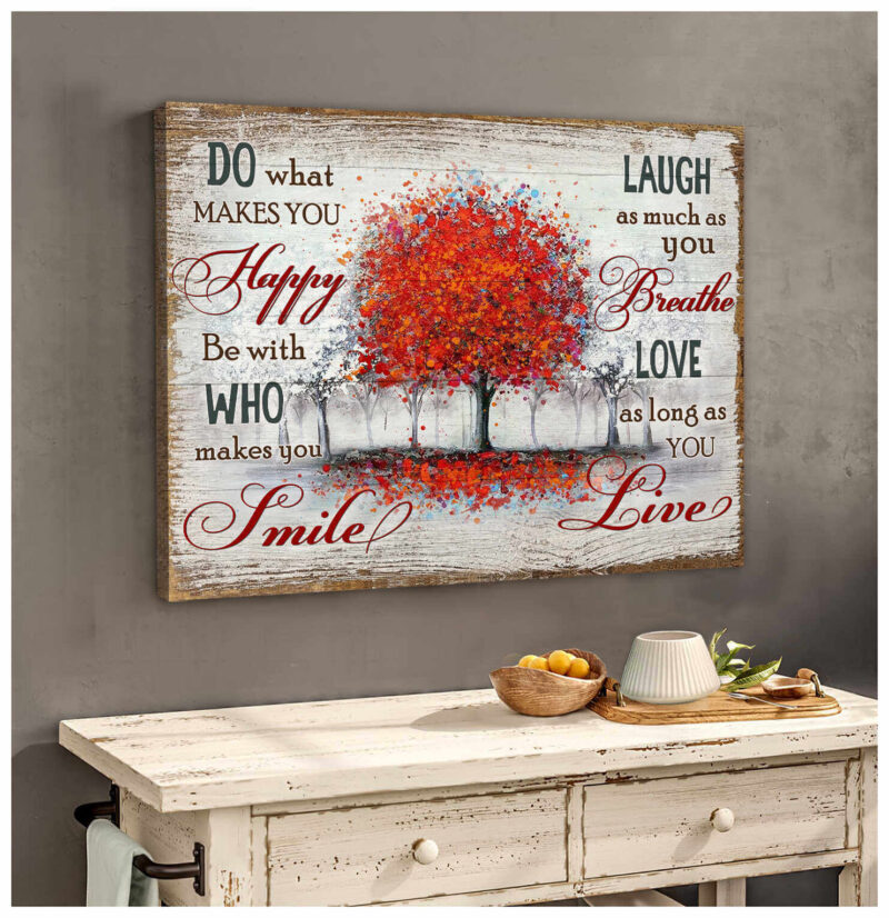Great Red Beautiful Tree Art Gift For Women Canvas Print Art