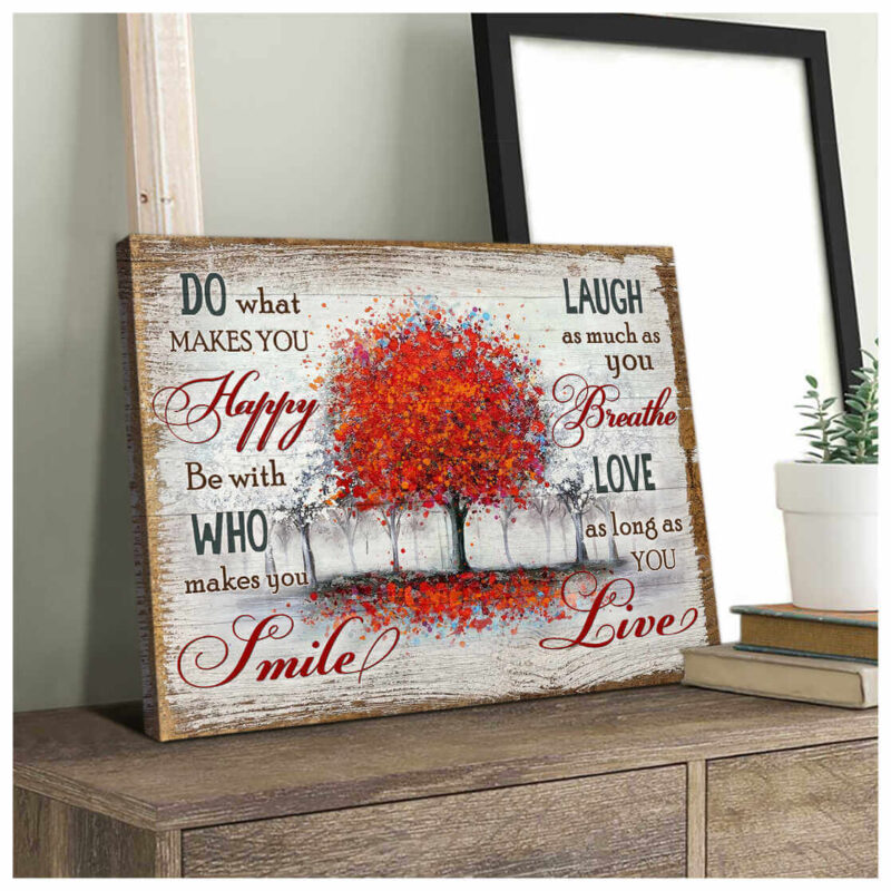 Great Red Beautiful Tree Art Gift For Women Canvas Print Art Illustration 2