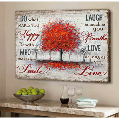 Great Red Beautiful Tree Art Gift For Women Canvas Print Art Illustration 3