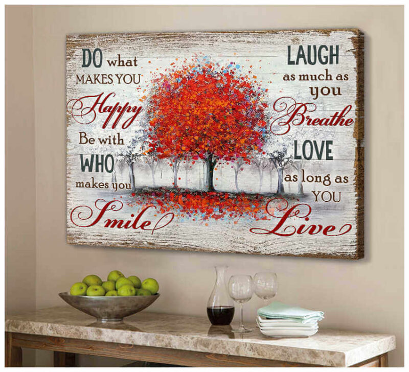 Great Red Beautiful Tree Art Gift For Women Canvas Print Art Illustration 3