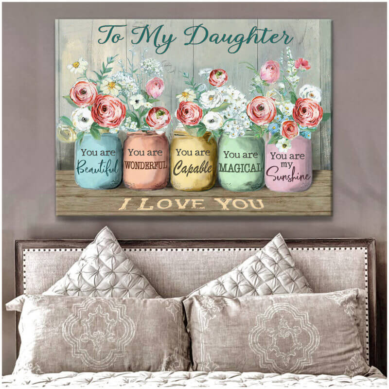 Personalized Gift For Daughter Graduation Custom Daughter Canvas Print Illustration 3