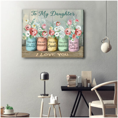 Personalized Gift For Daughter Graduation Custom Daughter Canvas Print Illustration 4
