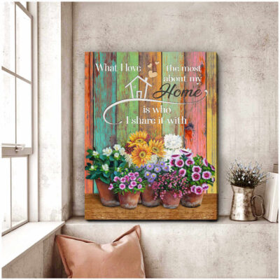 Beautiful Flowers Canvas What I Love The Most About My Home Family Wall Art Decor-(Illustration-3)
