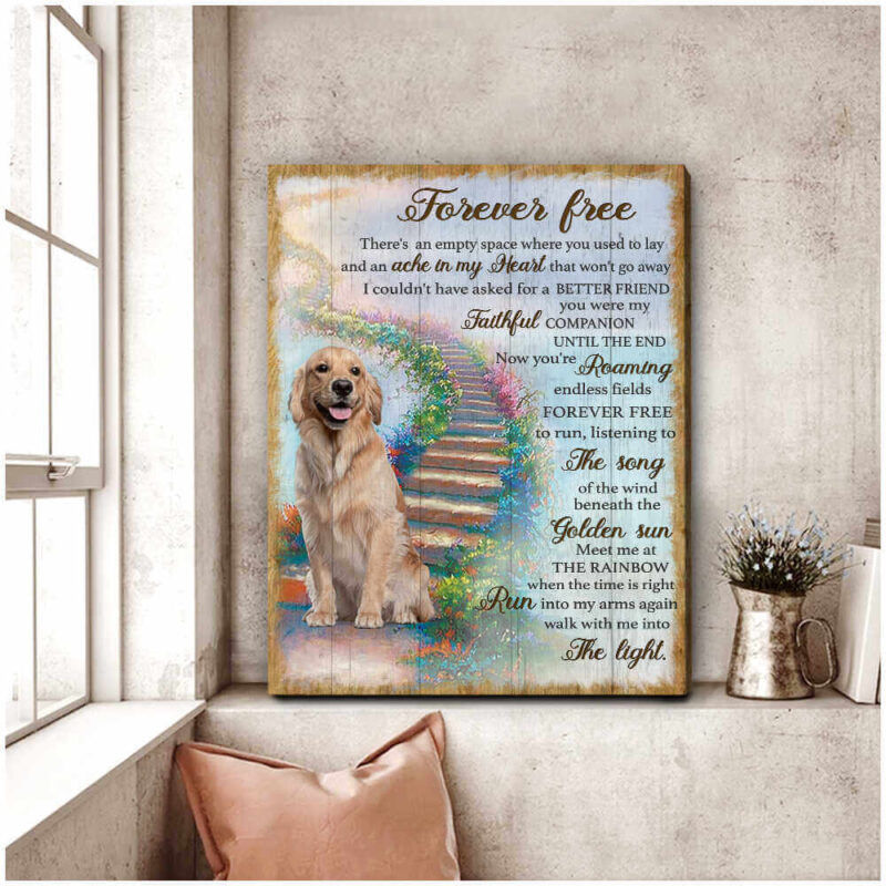 Custom Dog Sympathy Gift Forever Free Dog Canvas Wall Art Illustration 1