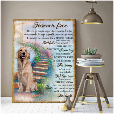 Custom Dog Sympathy Gift Forever Free Dog Canvas Wall Art