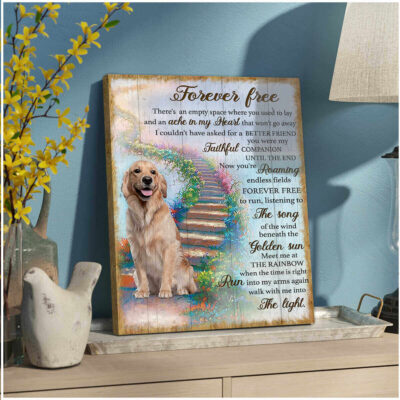 Custom Dog Sympathy Gift Forever Free Dog Canvas Wall Art Illustration 2