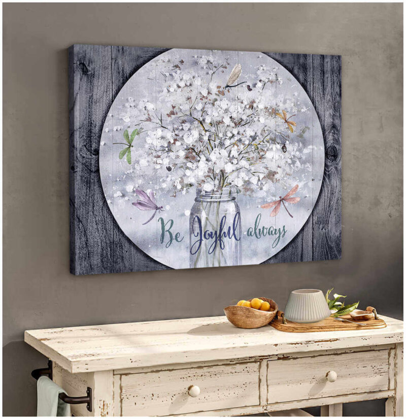 Cotton Flower Wall Art Joyful Always Spring Decor Canvas Print