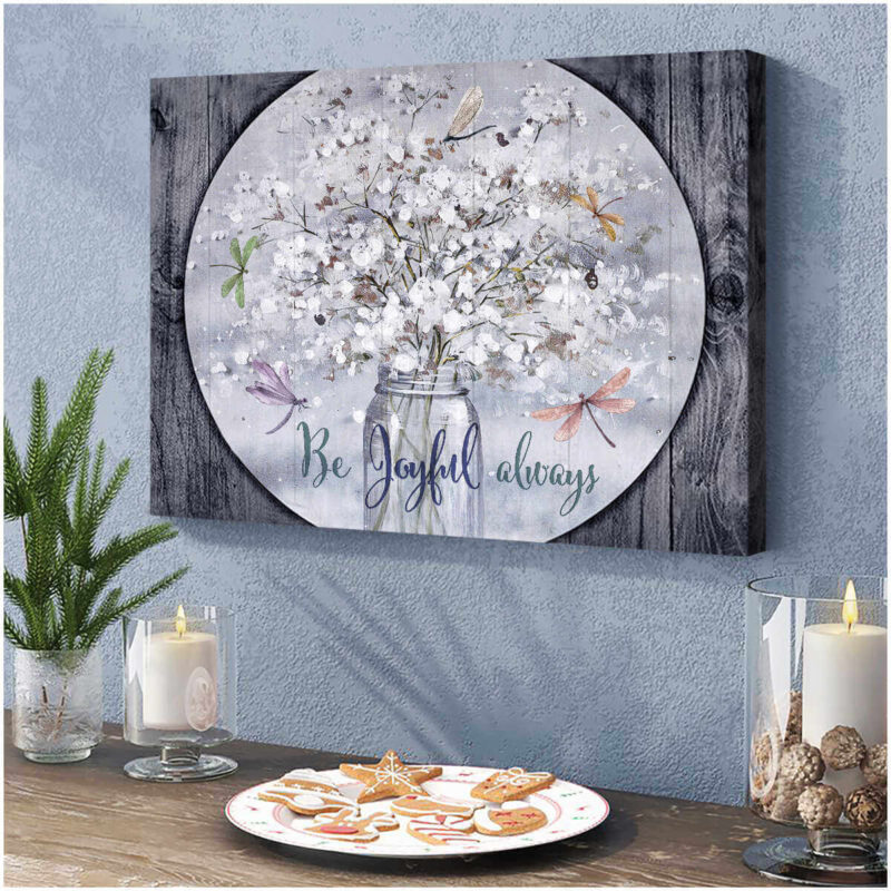 Cotton Flower Wall Art Joyful Always Spring Decor Canvas Print Illustration 1