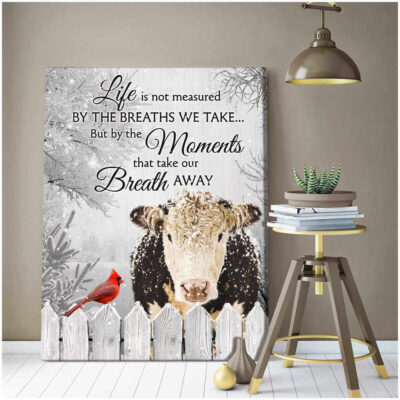 Ohcanvas Hereford Cow And Cardinal Canvas The Moments That Take Our Breath Away Wall Art Decor (Illustration-4)