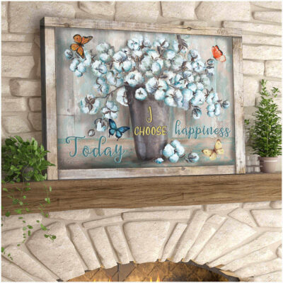 Floral Wall Art Today I choose Happiness Motivational Canvas Print