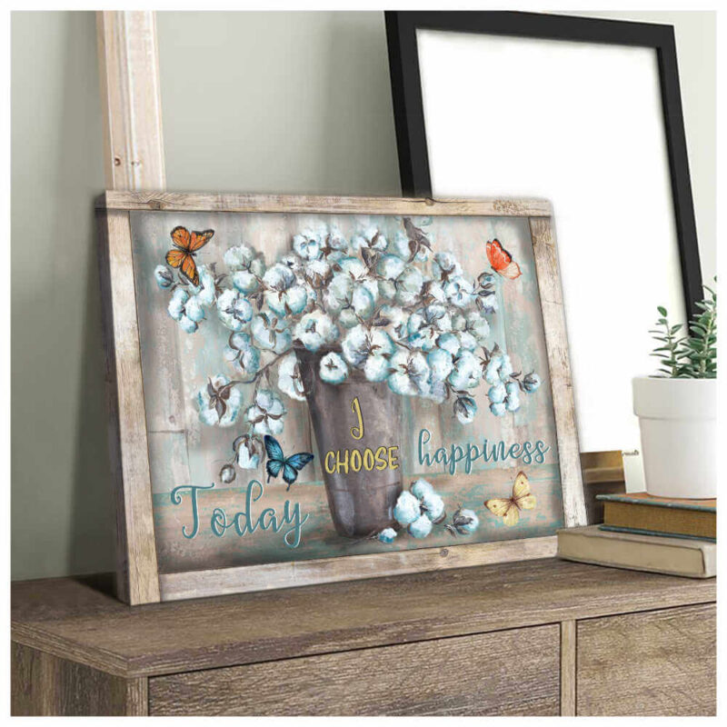 Floral Wall Art Today I Choose Happiness Motivational Canvas Print Illustration 2