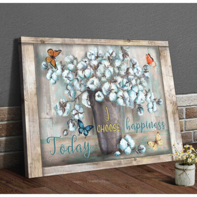 Floral Wall Art Today I Choose Happiness Motivational Canvas Print Illustration 3