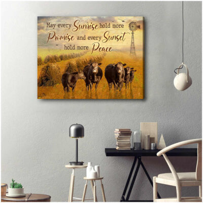 Canvas Print Angus Cows For Farmhouse Wall Art Decor