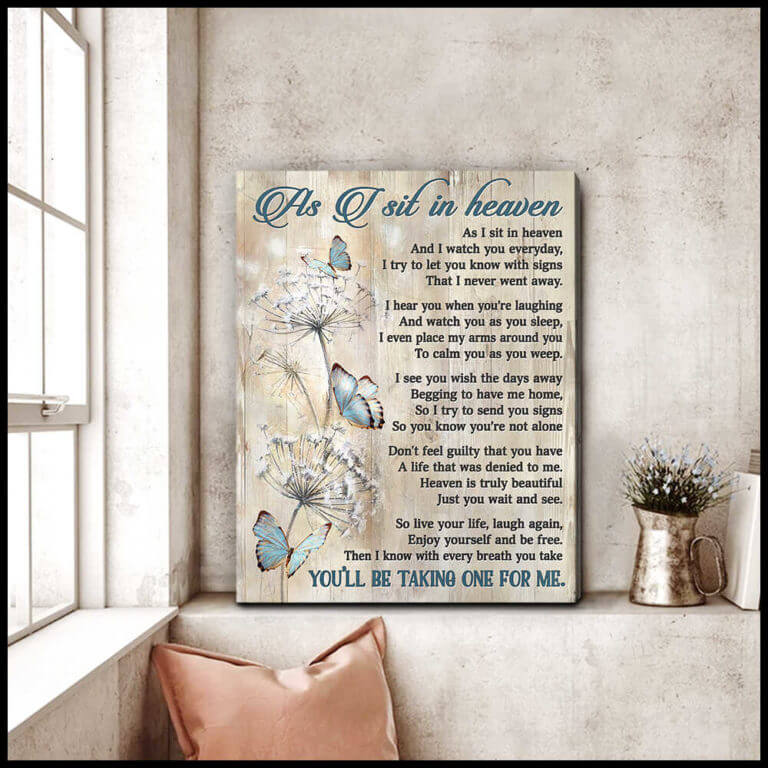 As I sit in heaven Butterflies Canvas Wall Art Decor | Ohvanvas