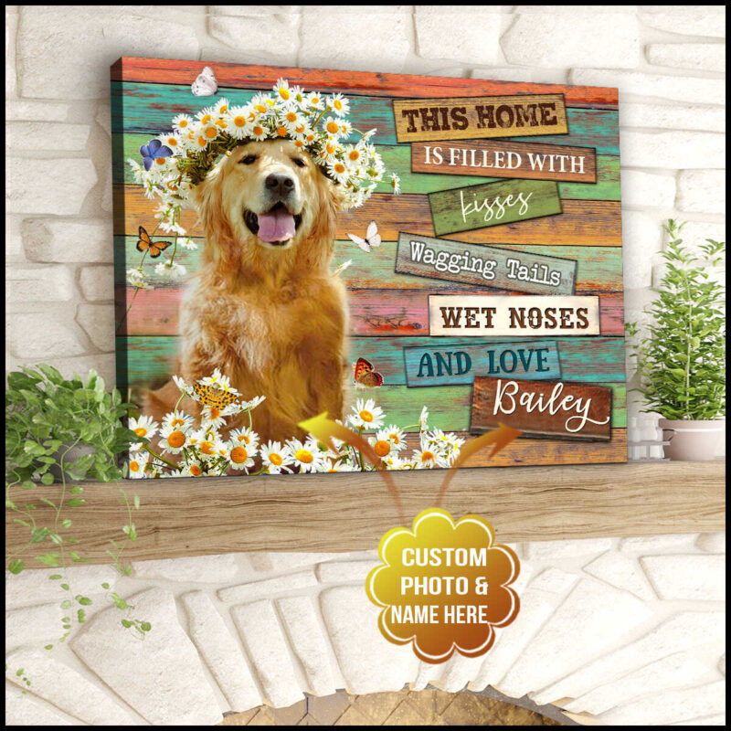 Custom Photo Dog This Home Is Filled With Kisses Canvas Wall Art Decor (Illustration-1)