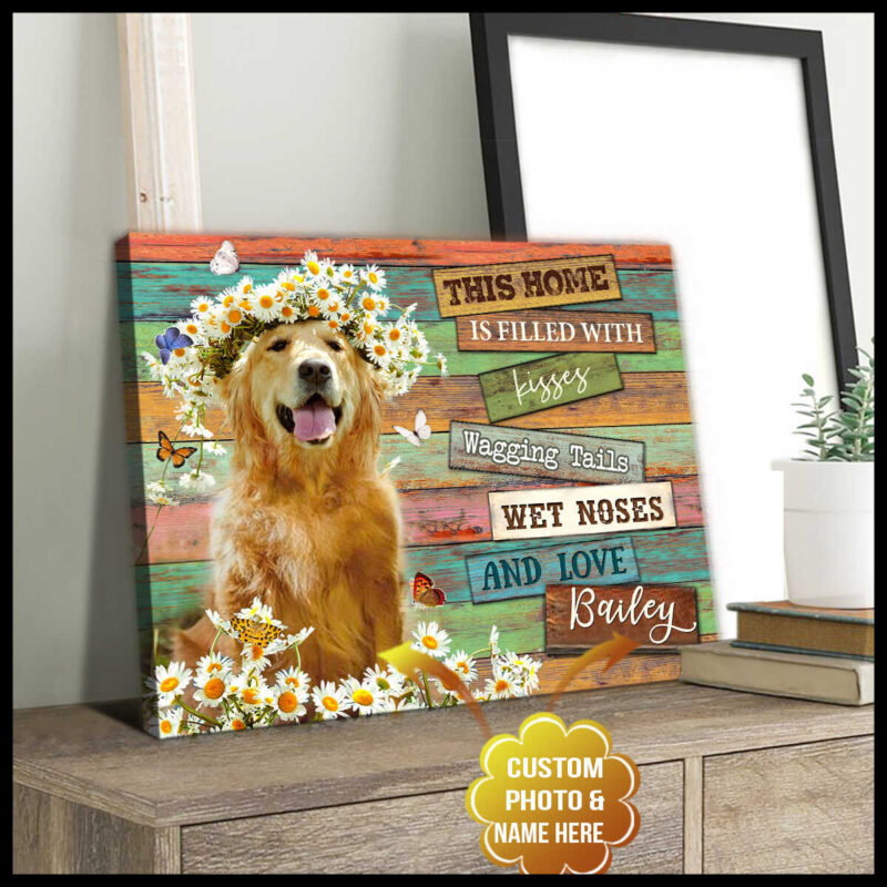 Custom Photo Dog This Home Is Filled With Kisses Canvas Wall Art Decor (Illustration-3)