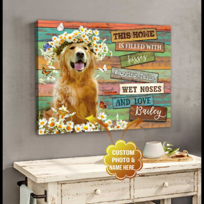 Custom Photo Dog This Home Is Filled With Kisses Canvas Wall Art Decor
