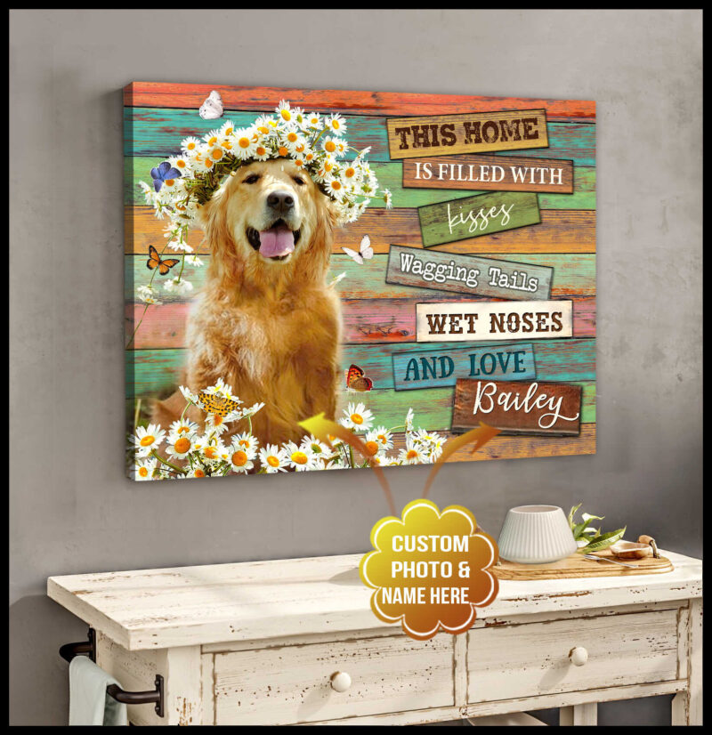 Custom Photo Dog This Home Is Filled With Kisses Canvas Wall Art Decor