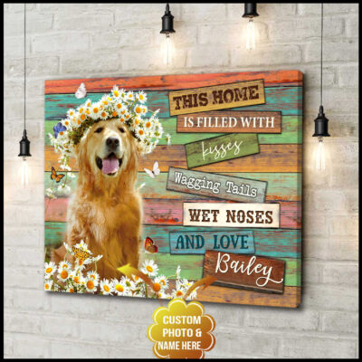 Custom Photo Dog This Home Is Filled With Kisses Canvas Wall Art Decor (Illustration-4)