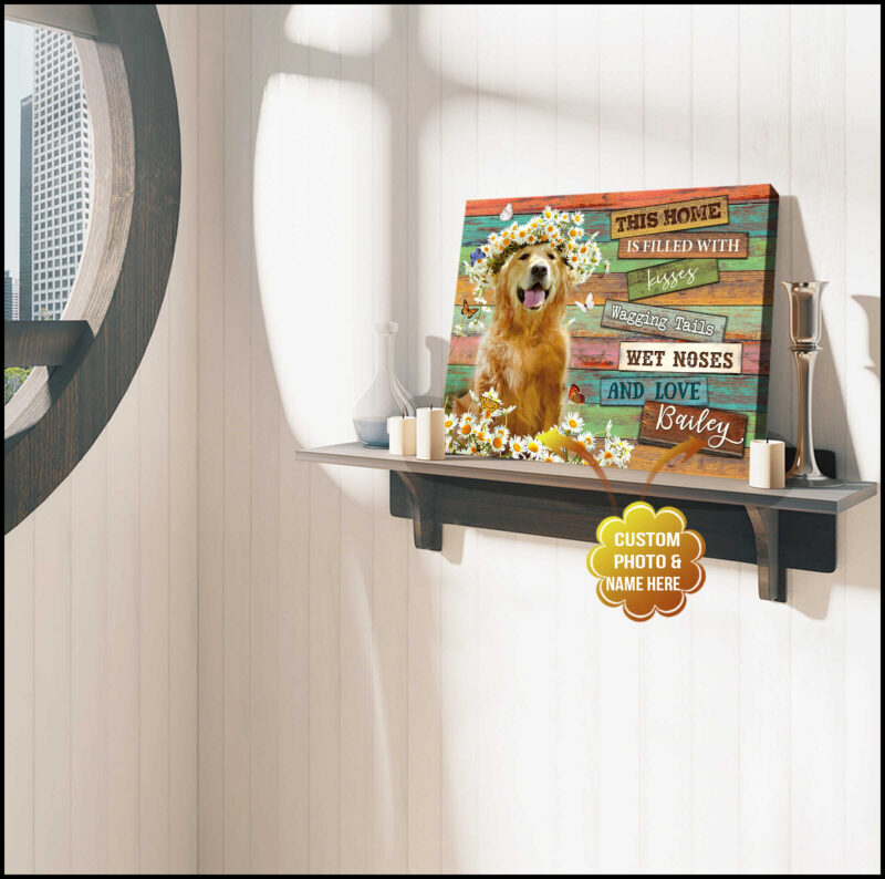 Custom Photo Dog This Home Is Filled With Kisses Canvas Wall Art Decor (Illustration-2)