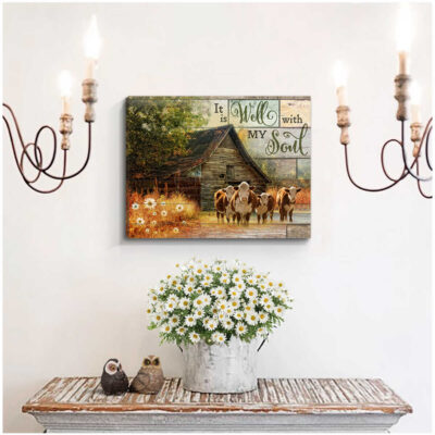 Ohcanvas It is well with my soul Farm Hereford Cows Canvas Wall Art Decor (illustration-1)