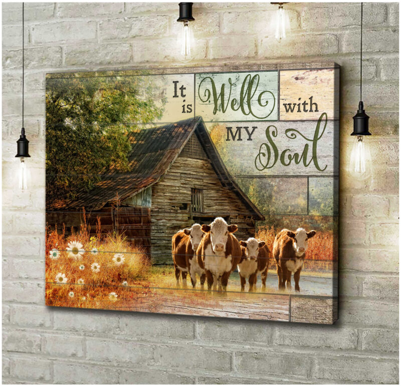 Ohcanvas It Is Well With My Soul Farm Hereford Cows Canvas Wall Art Decor (Illustration-2)