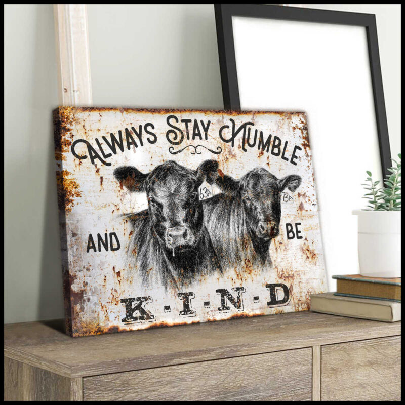 Ohcanvas Stay Humble And Be Kind Angus Cows Canvas Wall Art Farmhouse Decor (Illustration-2)