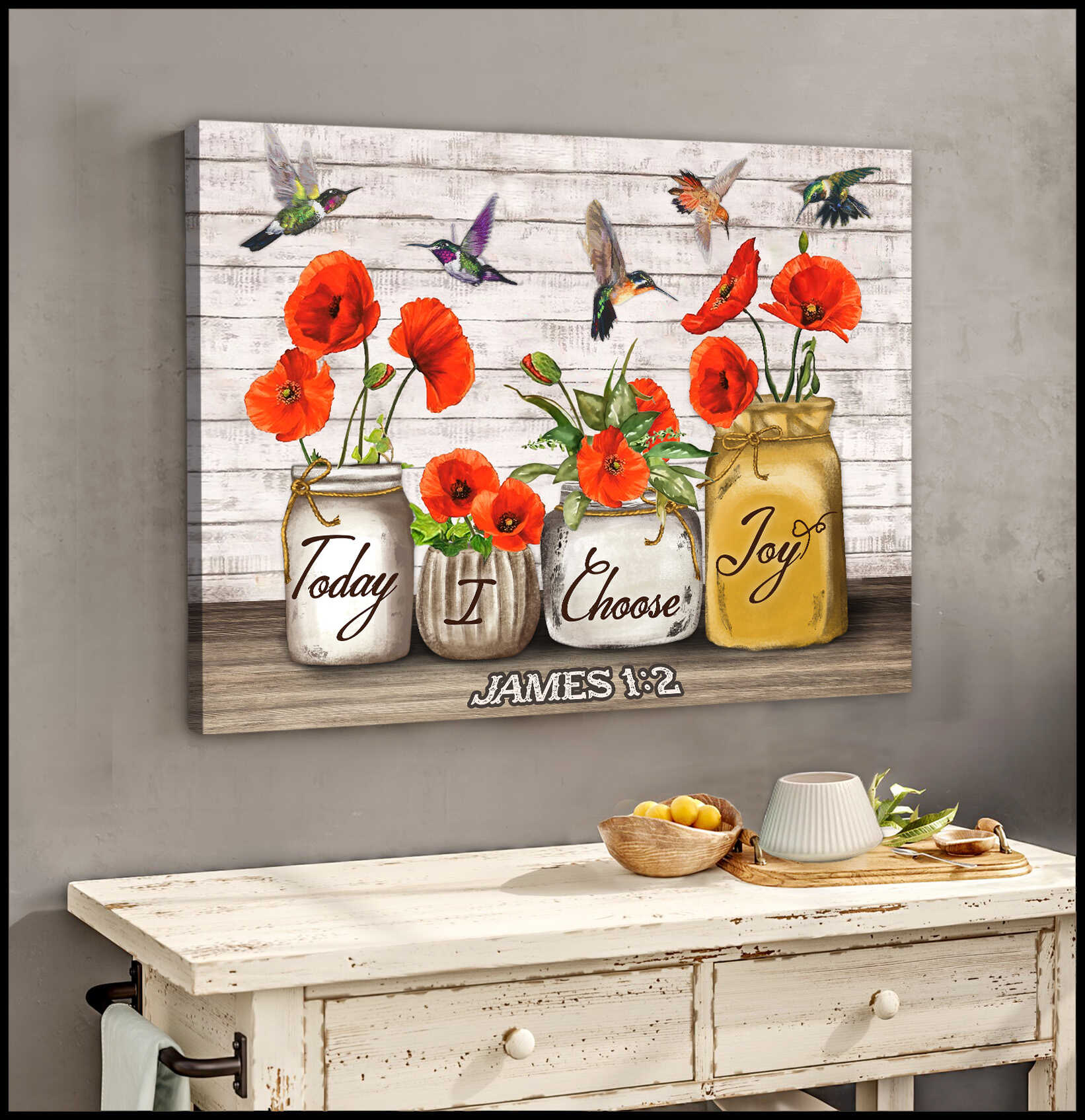 Ohcanvas Tulips and Hummingbirds Today I Choose Joy Canvas Wall Art Decor
