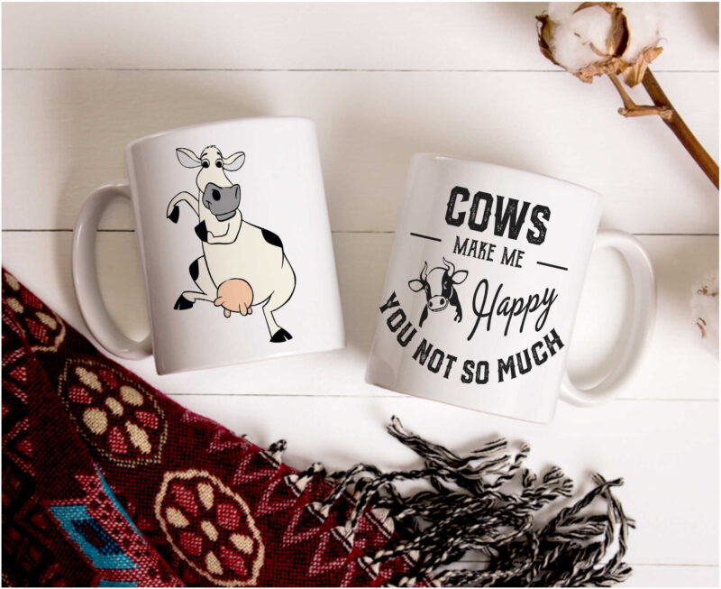 Funny Cow Farmhouse Farm White Mug Illustration 6