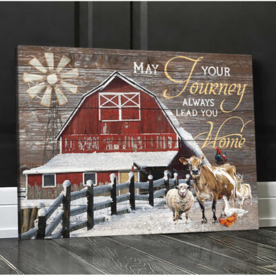 Ohcanvas May Your Journey Always Lead You Home Cattle and Barn Canvas Wall Art Decor