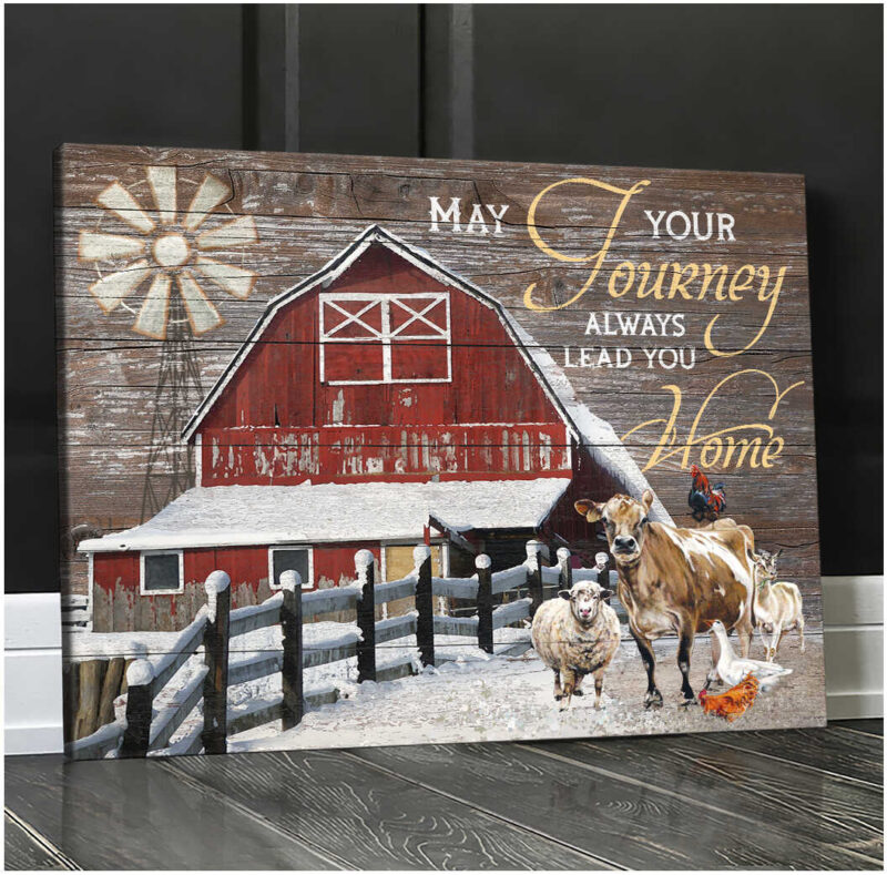 Ohcanvas May Your Journey Always Lead You Home Cattle And Barn Canvas Wall Art Decor