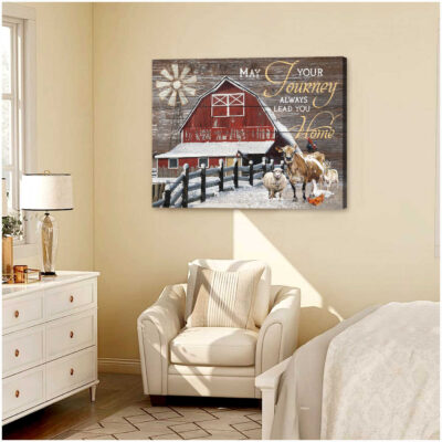 Ohcanvas May Your Journey Always Lead You Home Cattle And Barn Canvas Wall Art Decor (Illustration-2)