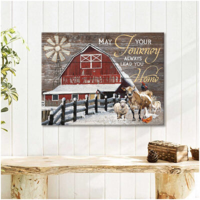 Ohcanvas May Your Journey Always Lead You Home Cattle And Barn Canvas Wall Art Decor (Illustration-3)