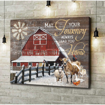 Ohcanvas May Your Journey Always Lead You Home Cattle And Barn Canvas Wall Art Decor (Illustration-4)