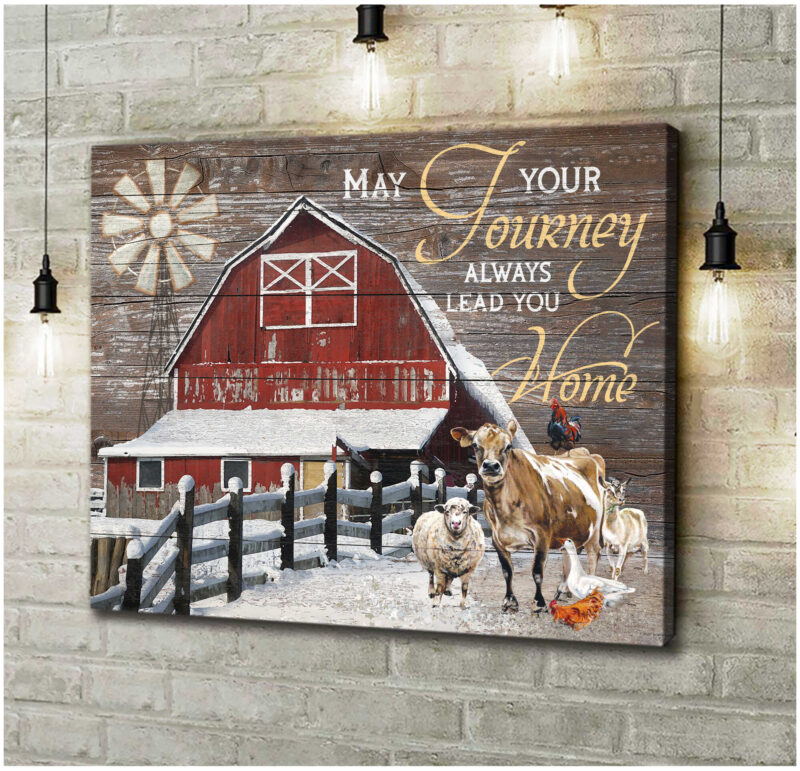 Ohcanvas May Your Journey Always Lead You Home Cattle And Barn Canvas Wall Art Decor (Illustration-4)