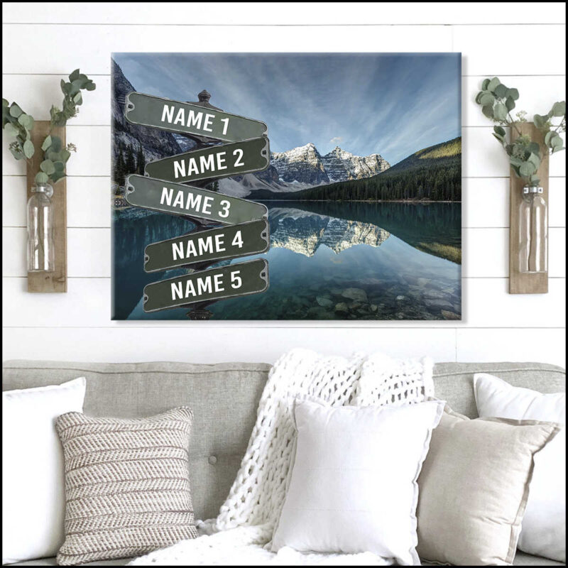 Moraine Lake At Sunrise Canvas Street Sign Custom Name Illustration 4