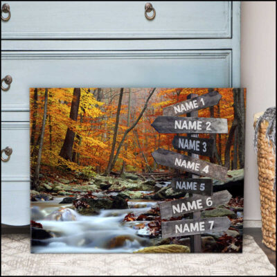 Custom Name Sign In The Autumn Forest Family Wall Decor Illustration 1