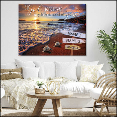 Custom Canvas Prints Personalized Gifts Wedding Anniversary Gifts Romantic Couple Turtle Wall Art Decor