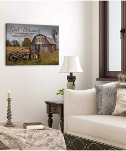 God Blessed The Broken Road Barn And Vintage Motorcycle Wedding Anniversary Gifts Canvas Prints Illustration 3
