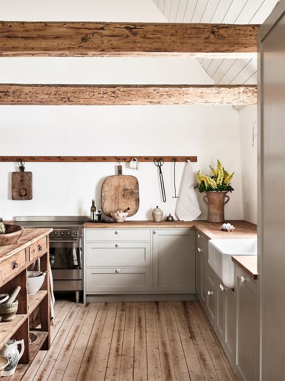 Incorporate wood in American farmhouse style