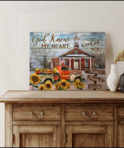 God Knew My Heart Needed You Vintage Church And Floral Truck Wall Art Decor Ohcanvas (Illustration-1)