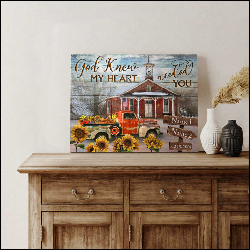 God Knew My Heart Needed You Vintage Church And Floral Truck Wall Art Decor Ohcanvas (Illustration-1)