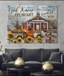 Custom Canvas Prints Personalized Gifts Wedding Anniversary Gifts God knew my heart needed you Vintage Church and Floral Truck Wall Art Decor Ohcanvas