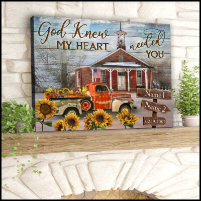 God Knew My Heart Needed You Vintage Church And Floral Truck Wall Art Decor Ohcanvas (Illustration-2)