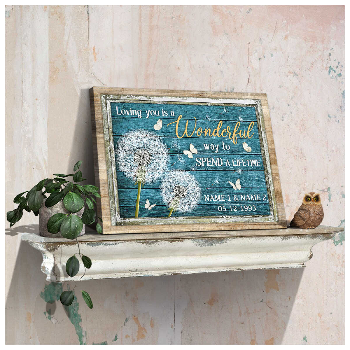 Custom Canvas Prints Personalized Gifts Wedding Anniversary Gifts Dandelion and Butterflies Wall Art Decor Ohcanvas Illustration 1