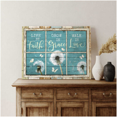 Dandelion Art Live By Faith Canvas Print Decorative Gift For Her Illustration 2