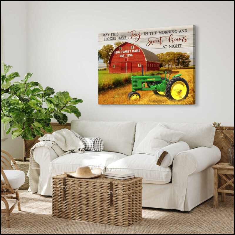 Custom Name And Date Farmhouse Wall Personalized Country Farm Tractor Canvas Print Canvas Art Illustration 2